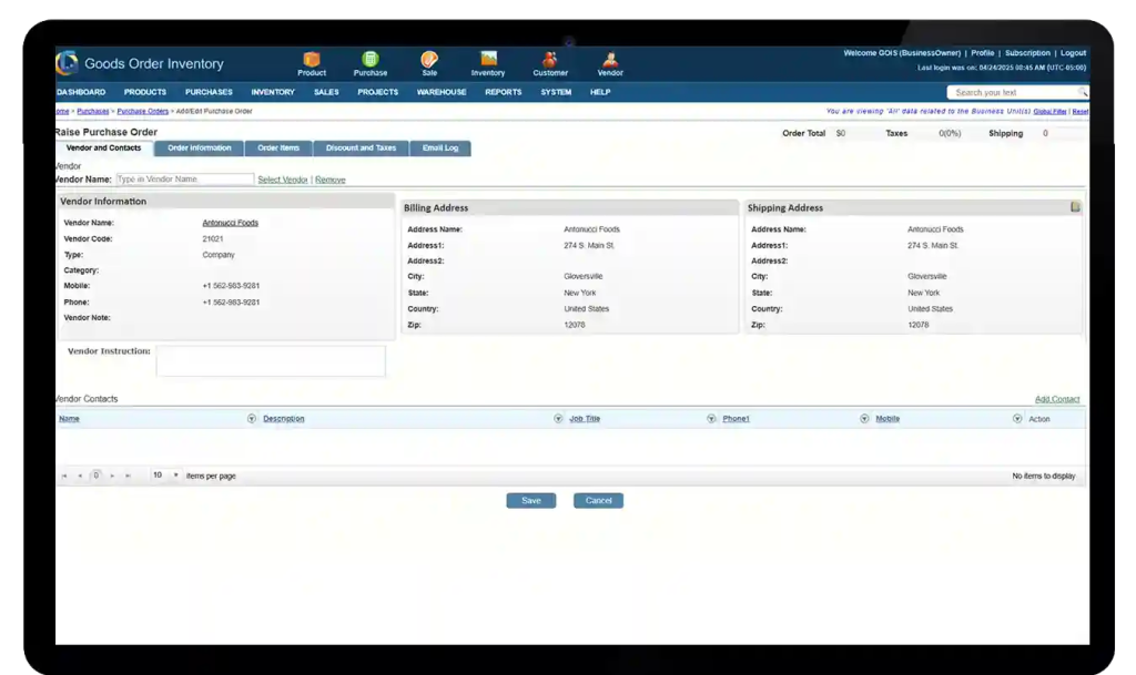 GOIS - Inventory Management Systems