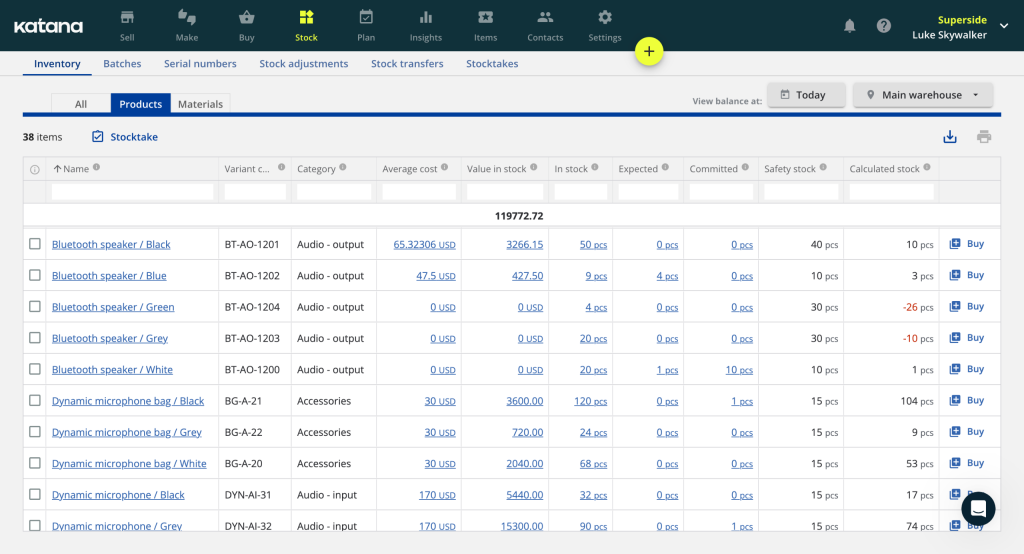 Katana Inventory Management System